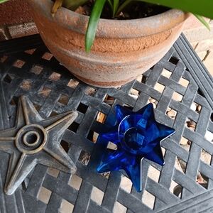 Comet/Shooting Star Candle Holder- Cobalt Blue Glass Solid